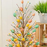 Glitzhome Egg & Berries Urn Porch Tree Easter Tabletop Decor
