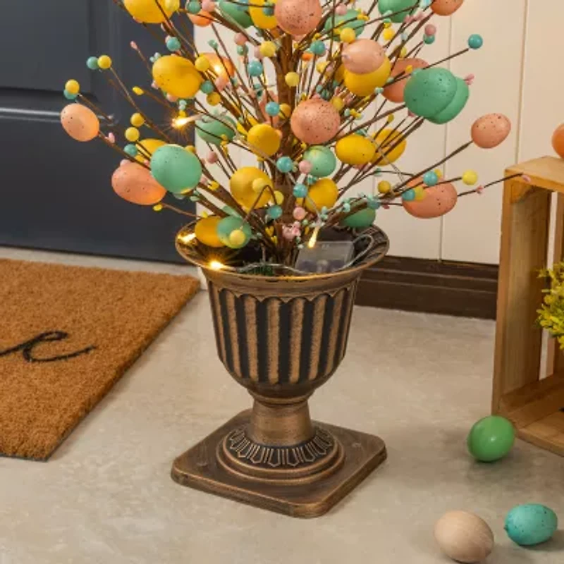Glitzhome Egg & Berries Urn Porch Tree Easter Tabletop Decor