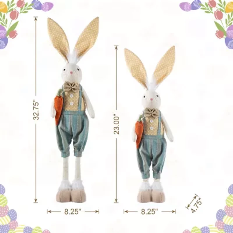 Glitzhome 33" Fabric Boy Bunny Easter Tabletop Decor