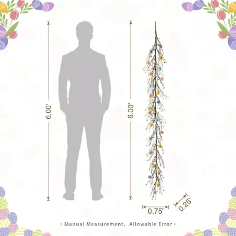 Glitzhome 72" Egg And Berries Easter Garland