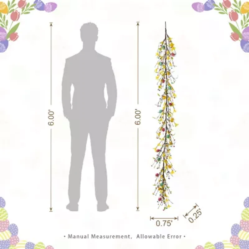Glitzhome 72" Egg And Flower Easter Garland