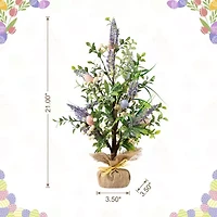 Glitzhome 21" Egg And Lavender Tabletop Tree