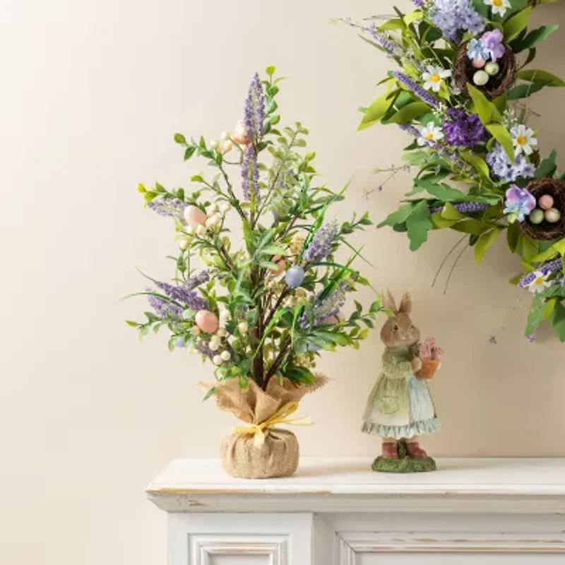 Glitzhome 21" Egg And Lavender Tabletop Tree