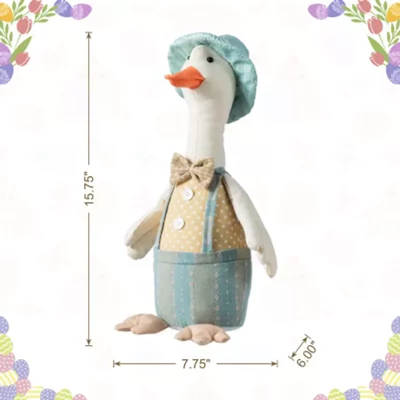 Glitzhome 16" Fabric Boy Duck Figurine Easter Tabletop Decor