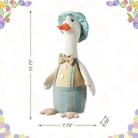Glitzhome 16" Fabric Boy Duck Figurine Easter Tabletop Decor