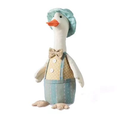 Glitzhome 16" Fabric Boy Duck Figurine Easter Tabletop Decor