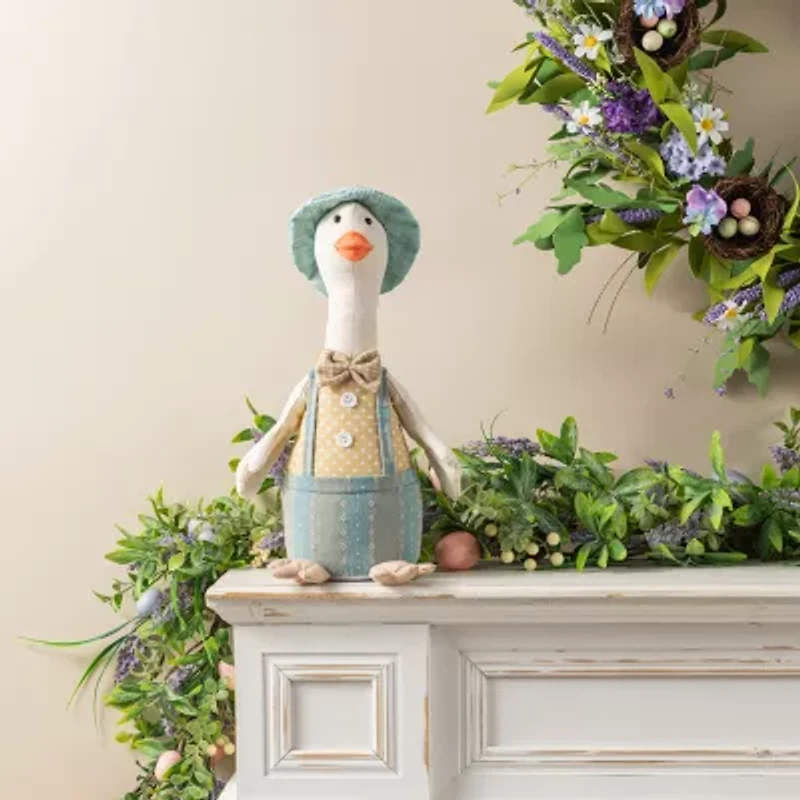 Glitzhome 16" Fabric Boy Duck Figurine Easter Tabletop Decor