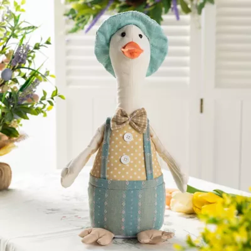 Glitzhome 16" Fabric Boy Duck Figurine Easter Tabletop Decor
