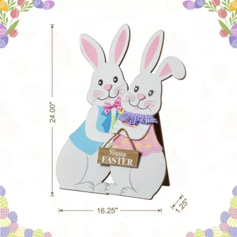 Glitzhome Wooden Bunny Easter Porch Sign