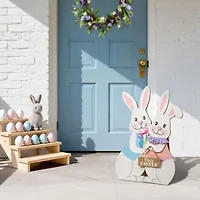 Glitzhome Wooden Bunny Easter Porch Sign