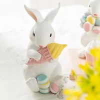 Glitzhome Bunny Holding Macaron Easter Tabletop Decor