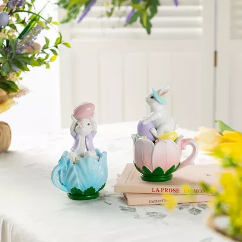 Glitzhome Bunny On Tulip Mug Easter Tabletop Decor