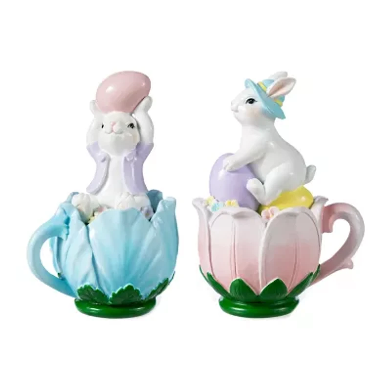 Glitzhome Bunny On Tulip Mug Easter Tabletop Decor