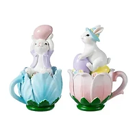 Glitzhome Bunny On Tulip Mug Easter Tabletop Decor