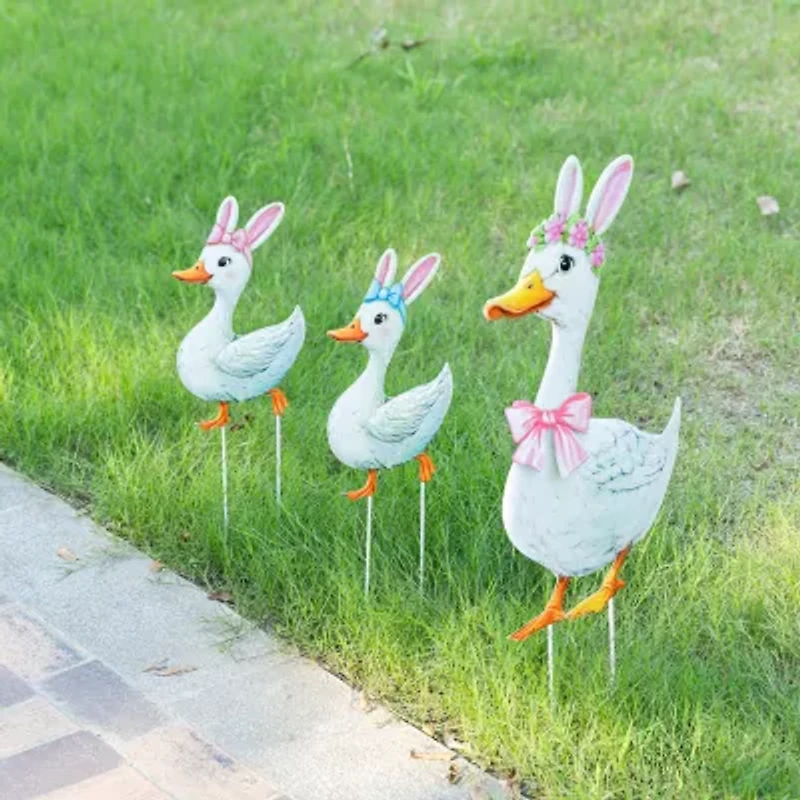 Glitzhome Metal Duck Family Easter Yard Art