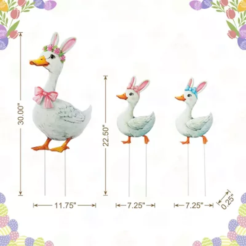 Glitzhome Metal Duck Family Easter Yard Art