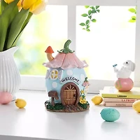 Glitzhome 8" Resin Egg Shaped House Easter Tabletop Decor