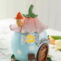 Glitzhome 8" Resin Egg Shaped House Easter Tabletop Decor