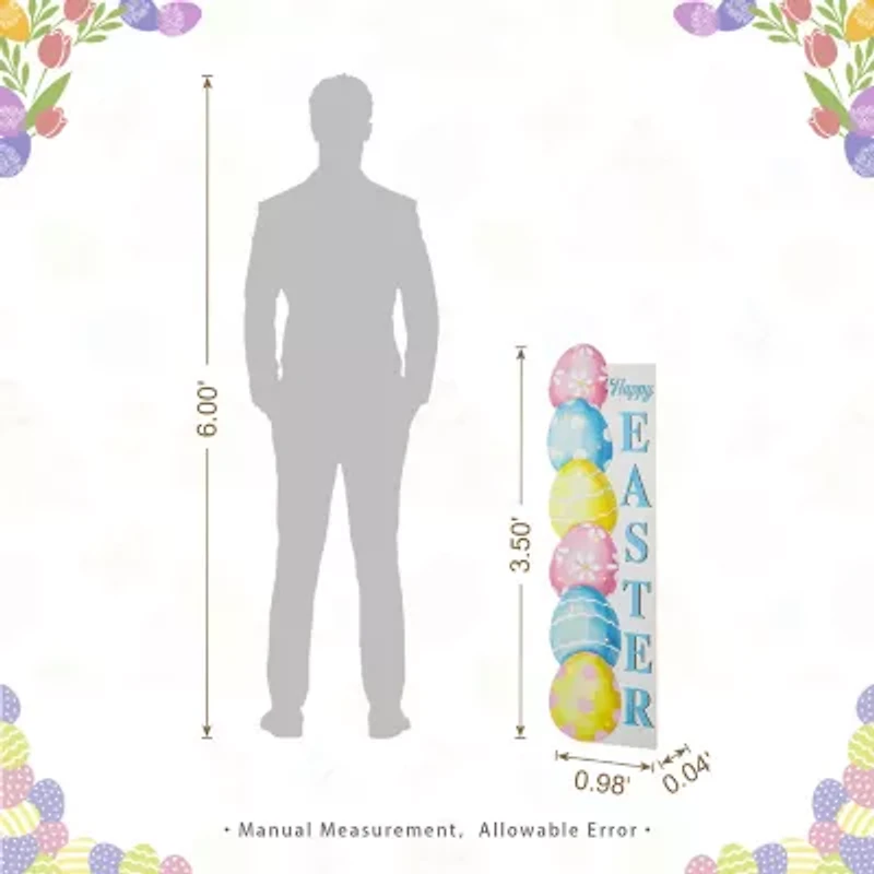 Glitzhome 42" Wooden Stacked Eggs Happy Easter Porch Sign