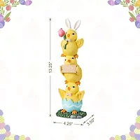 Glitzhome 14" Resin Stackable Chickens Easter Tabletop Decor