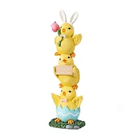 Glitzhome 14" Resin Stackable Chickens Easter Tabletop Decor