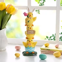 Glitzhome 14" Resin Stackable Chickens Easter Tabletop Decor