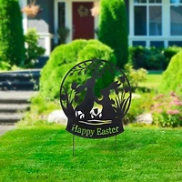 Glitzhome 30" Silhouette Bunny Couple Easter Yard Art