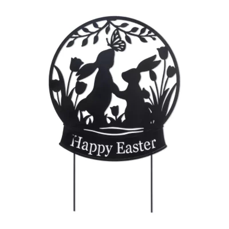 Glitzhome 30" Silhouette Bunny Couple Easter Yard Art