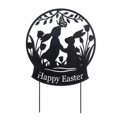 Glitzhome 30" Silhouette Bunny Couple Easter Yard Art