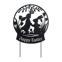 Glitzhome 30" Silhouette Bunny Couple Easter Yard Art