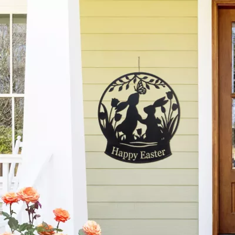 Glitzhome 30" Silhouette Bunny Couple Easter Yard Art