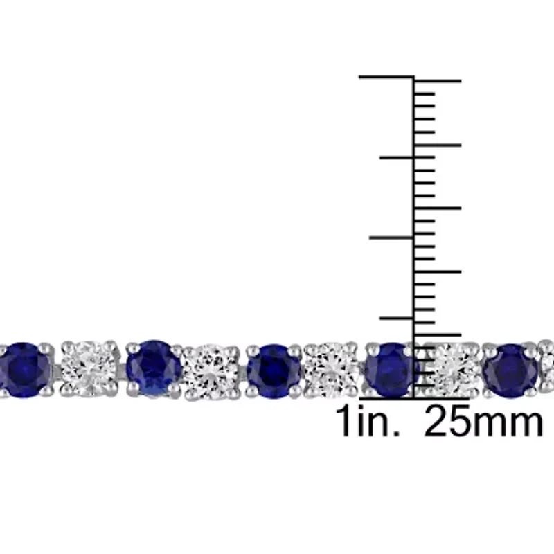 Womens Lab Created Blue Sapphire Sterling Silver 7.25 Inch Tennis Bracelet