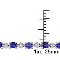 Womens Lab Created Blue Sapphire Sterling Silver 7.25 Inch Tennis Bracelet