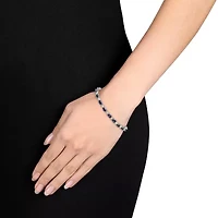 Womens Lab Created Blue Sapphire Sterling Silver 7.25 Inch Tennis Bracelet