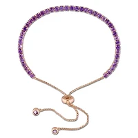 Womens Genuine Purple Amethyst Sterling Silver Bolo Bracelet