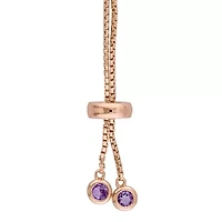 Womens Genuine Purple Amethyst Sterling Silver Bolo Bracelet