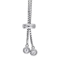 Womens Genuine White Topaz Sterling Silver Bolo Bracelet