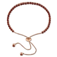 Womens Genuine Red Garnet Sterling Silver Bolo Bracelet