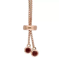 Womens Genuine Red Garnet Sterling Silver Bolo Bracelet