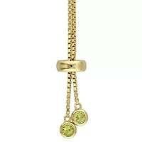 Womens Genuine Green Peridot Sterling Silver Bolo Bracelet