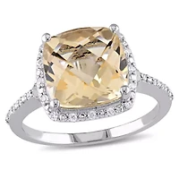 Womens 1/10 CT. T.W. Genuine Yellow Citrine Sterling Silver Cocktail Ring
