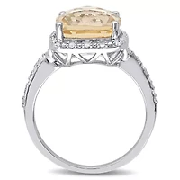 Womens 1/10 CT. T.W. Genuine Yellow Citrine Sterling Silver Cocktail Ring