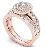 Womens 1 CT. T.W. Natural White Diamond 10K Gold Round Side Stone Bridal Set