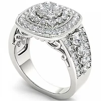 Womens 1 1/2 CT. T.W. Natural White Diamond 14K Gold Cushion Engagement Ring