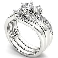 Love Lives Forever Womens 1 CT. T.W. Natural White Diamond 14K Gold 3-Stone Bypass  Bridal Set