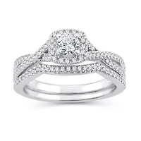 Womens 5/8 CT. T.W. Natural White Diamond 10K Gold Cushion Engagement Ring