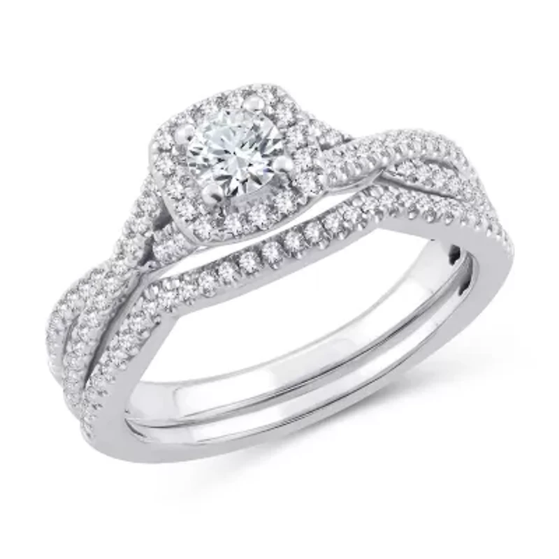 Womens 5/8 CT. T.W. Natural White Diamond 10K Gold Cushion Engagement Ring