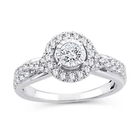 Womens 3/4 CT. T.W. Natural White Diamond 10K Gold Round Engagement Ring