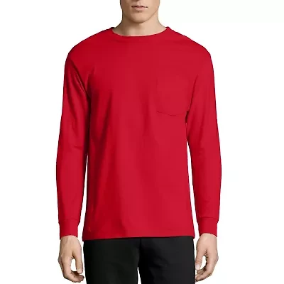 Hanes Mens Crew Neck Long Sleeve Active T-Shirt