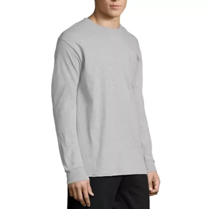 Hanes Mens Crew Neck Long Sleeve Active T-Shirt